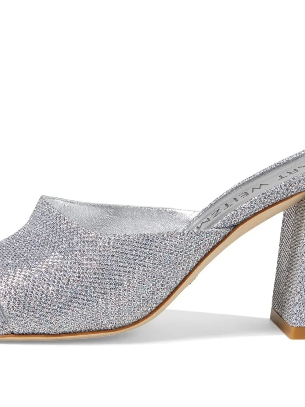 Stuart Weitzman Tia 85 Flareblock Slide Silver Sandals Women's 7 B - SAVE $100.0 - Picture 5 of 6